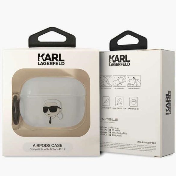 Karl Lagerfeld KLAP2HNIKTCT Airpods Pro 2 (2022/2023) átlátszó ikonikus Karl Lagerfeld tok Karl Lagerfeld