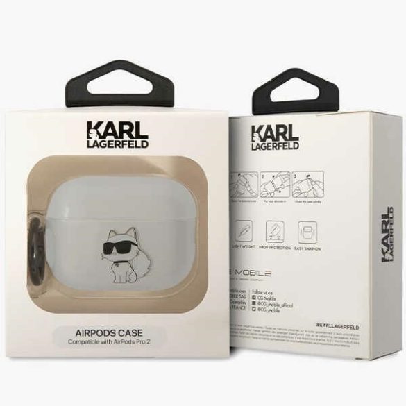 Karl Lagerfeld KLAP2HNCHTCT Airpods Pro 2 (2022/2023) átlátszó ikonikus Choupette tok