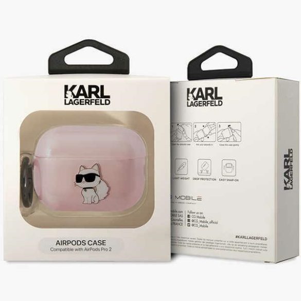 Karl Lagerfeld KLAP2HNCHTCP Airpods Pro 2 (2022/2023) tok rózsaszín ikonikus Choupette ikonikus Choupette