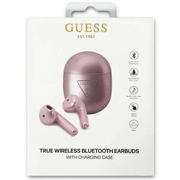 Guess Bluetooth fülhallgató GUTWST82TRU TWS + dokkolóállomás lila háromszög logó