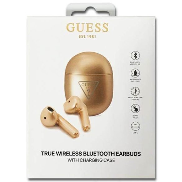 Guess Bluetooth fülhallgató GUTWST82TRD TWS + dokkolóállomás arany háromszög logó