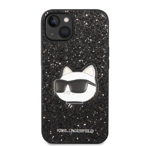 Karl Lagerfeld KLHCP14MG2CPK iPhone 14 Plus / 15 Plus 6,7" fekete keménytok Glitter Choupette Patch