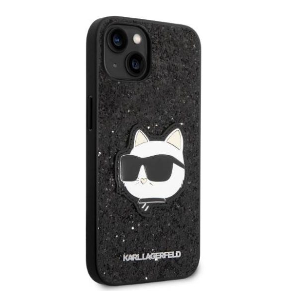 Karl Lagerfeld KLHCP14MG2CPK iPhone 14 Plus / 15 Plus 6,7" fekete keménytok Glitter Choupette Patch
