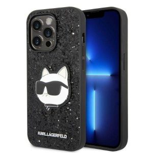 Karl Lagerfeld KLHCP14LG2CPK iPhone 14 Pro 6,1" fekete keménytok Glitter Choupette Patch tok