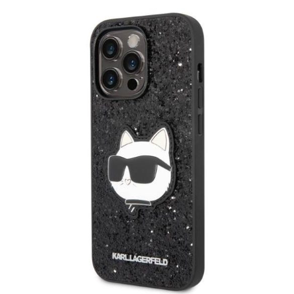 Karl Lagerfeld KLHCP14LG2CPK iPhone 14 Pro 6,1" fekete keménytok Glitter Choupette Patch tok