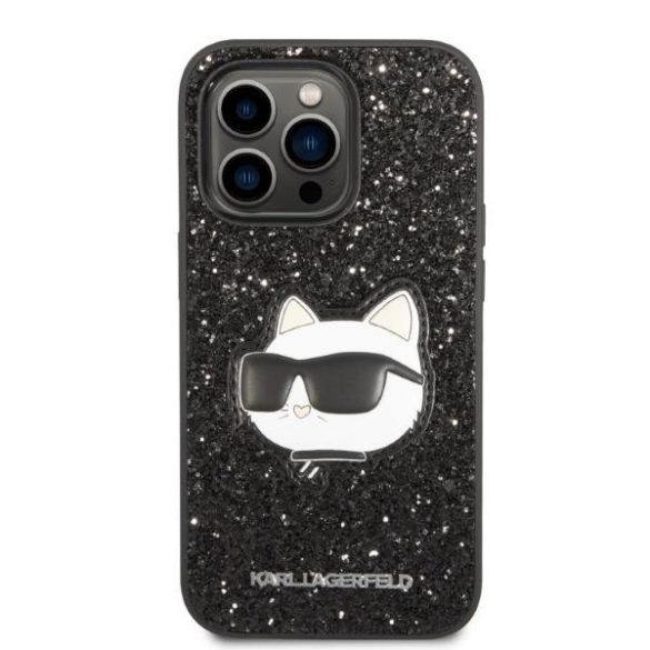 Karl Lagerfeld KLHCP14LG2CPK iPhone 14 Pro 6,1" fekete keménytok Glitter Choupette Patch tok