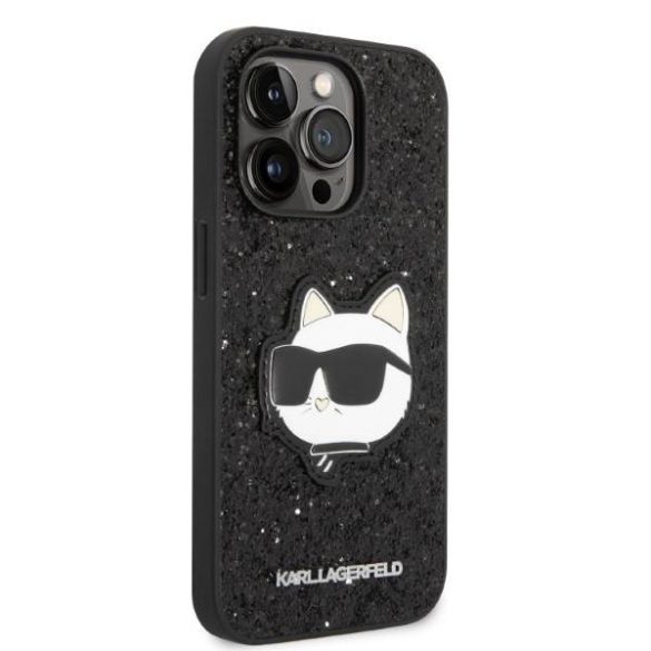 Karl Lagerfeld KLHCP14LG2CPK iPhone 14 Pro 6,1" fekete keménytok Glitter Choupette Patch tok