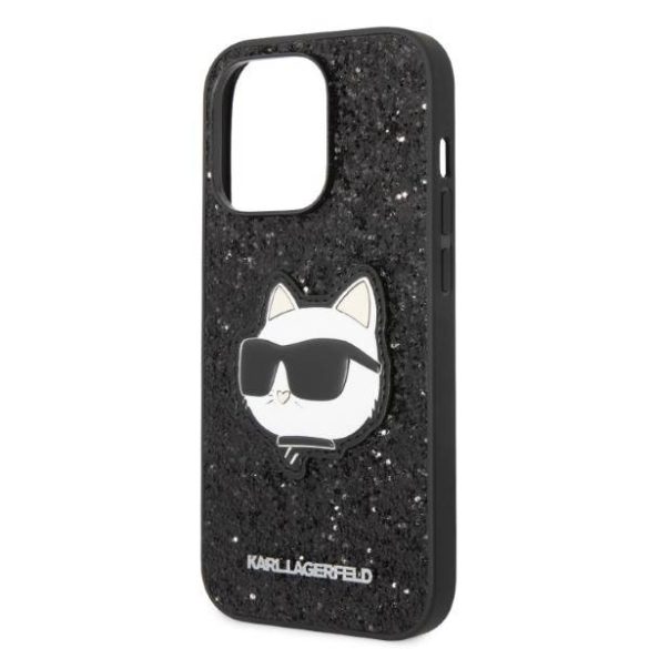 Karl Lagerfeld KLHCP14LG2CPK iPhone 14 Pro 6,1" fekete keménytok Glitter Choupette Patch tok