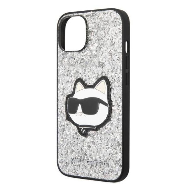 Karl Lagerfeld KLHCP14SG2CPS iPhone 14 / 15 / 13 6,1" ezüst keménytok Glitter Choupette Patch