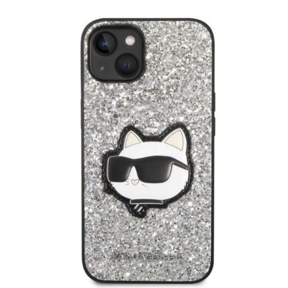 Karl Lagerfeld KLHCP14MG2CPS iPhone 14 Plus / 15 Plus 6,7" ezüst keménytok Glitter Choupette Patch