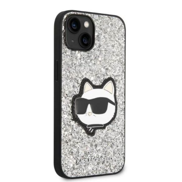 Karl Lagerfeld KLHCP14MG2CPS iPhone 14 Plus / 15 Plus 6,7" ezüst keménytok Glitter Choupette Patch