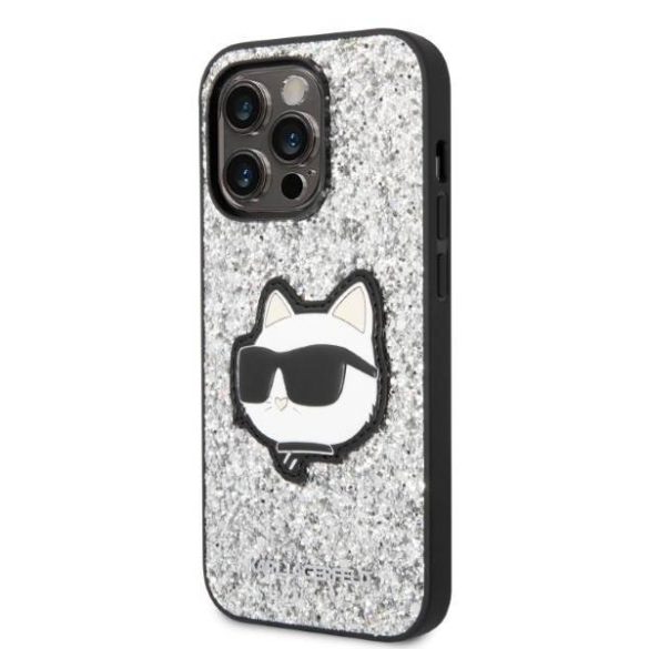 Karl Lagerfeld KLHCP14LG2CPS iPhone 14 Pro 6,1" ezüst keménytok Glitter Choupette Patch tok