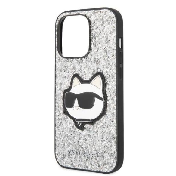 Karl Lagerfeld KLHCP14LG2CPS iPhone 14 Pro 6,1" ezüst keménytok Glitter Choupette Patch tok