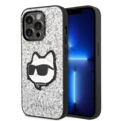   Karl Lagerfeld KLHCP14XG2CPS iPhone 14 Pro Max 6,7" ezüst keménytok Glitter Choupette Patch tok