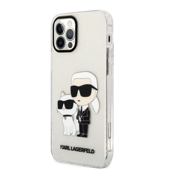 Karl Lagerfeld KLHCP12MHNKCTGT iPhone 12 /12 Pro 6,1" átlátszó keménytok csillogó Karl&Choupette