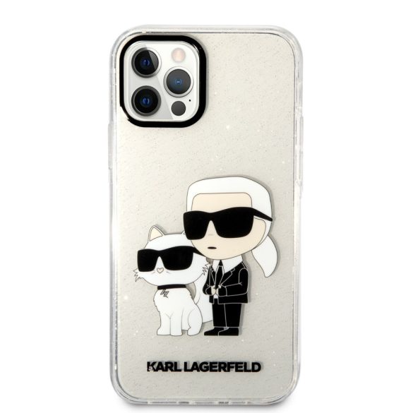 Karl Lagerfeld KLHCP12MHNKCTGT iPhone 12 /12 Pro 6,1" átlátszó keménytok csillogó Karl&Choupette