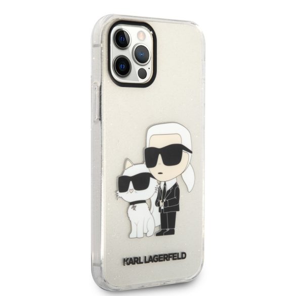 Karl Lagerfeld KLHCP12MHNKCTGT iPhone 12 /12 Pro 6,1" átlátszó keménytok csillogó Karl&Choupette