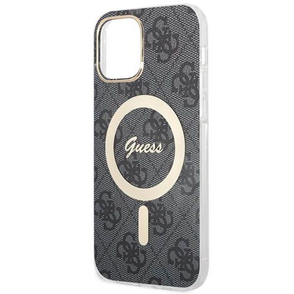 Guess tok+ töltő iPhone 12/12 Pro fekete 4G Print MagSafe keménytok