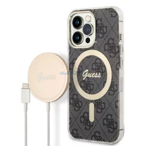 Guess tok+ töltő iPhone 13 Pro fekete 4G Print MagSafe keménytok