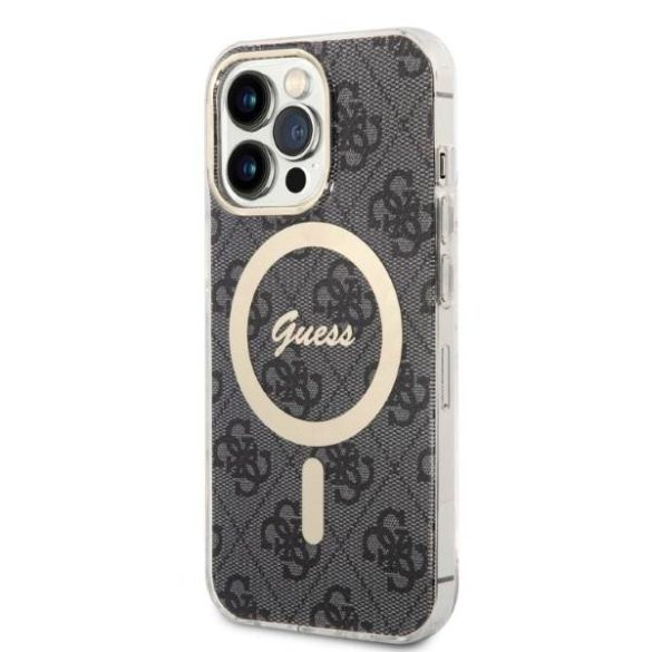 Guess tok+ töltő iPhone 13 Pro fekete 4G Print MagSafe keménytok