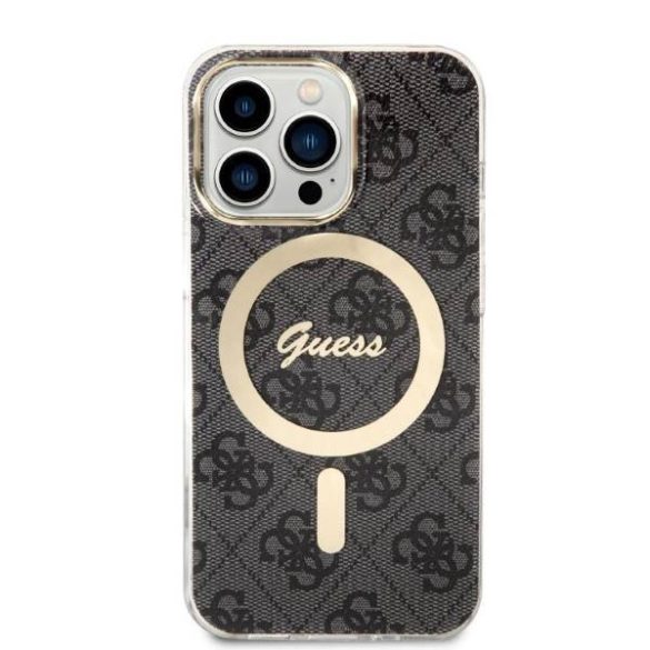 Guess tok+ töltő iPhone 13 Pro fekete 4G Print MagSafe keménytok