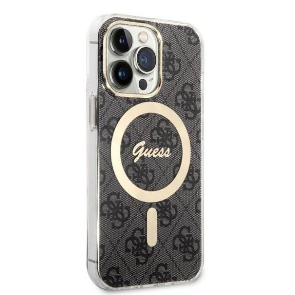 Guess tok+ töltő iPhone 13 Pro fekete 4G Print MagSafe keménytok