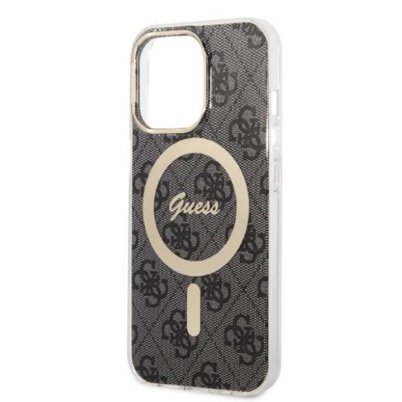 Guess tok+ töltő iPhone 13 Pro fekete 4G Print MagSafe keménytok