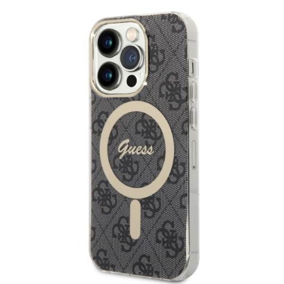 Guess tok+ töltő iPhone 14 Pro 6,1" fekete 4G Print MagSafe keménytok