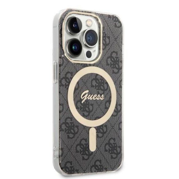 Guess tok+ töltő iPhone 14 Pro 6,1" fekete 4G Print MagSafe keménytok