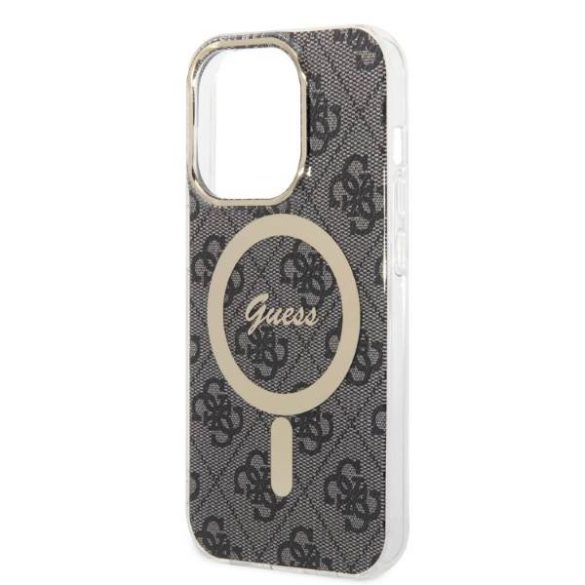 Guess tok+ töltő iPhone 14 Pro 6,1" fekete 4G Print MagSafe keménytok