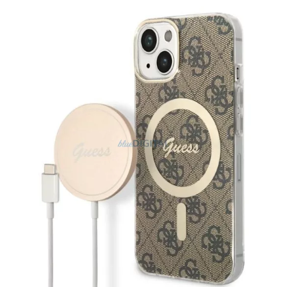 Guess GUBPP14MH4EACSW tok+ töltő iPhone 14 Plus 6.7" barna keménytok 4G Print MagSafe