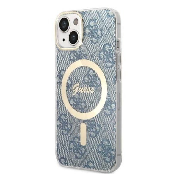 Guess GUBPP14SH4EACSB tok+ töltő iPhone 14 / 15 / 13 6,1" kék keménytok 4G Print MagSafe