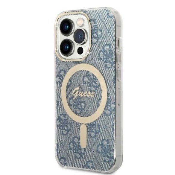 Guess tok+ töltő iPhone 14 Pro 6,1" kék 4G Print MagSafe keménytok