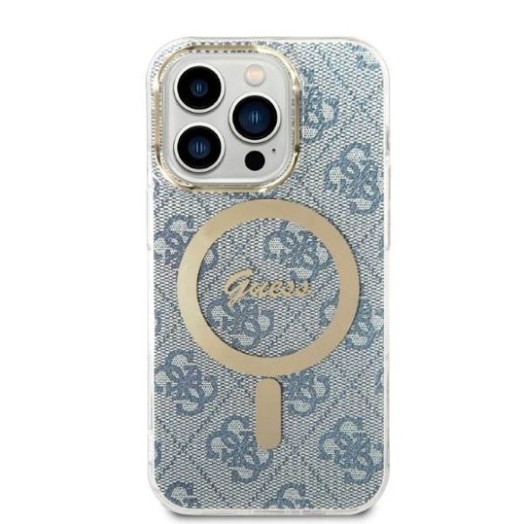 Guess tok+ töltő iPhone 14 Pro 6,1" kék 4G Print MagSafe keménytok