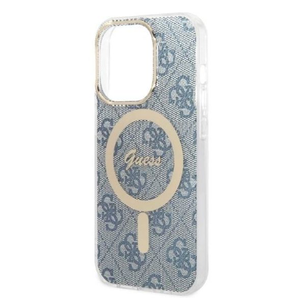 Guess tok+ töltő iPhone 14 Pro 6,1" kék 4G Print MagSafe keménytok