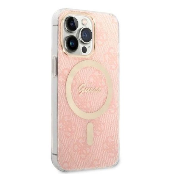Guess tok+ töltő iPhone 13 Pro rózsaszín 4G Print MagSafe keménytok