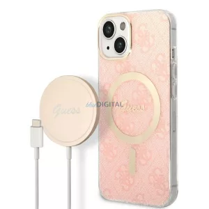 Guess GUBPP14MH4EACSP tok+ töltő iPhone 14 Plus 6.7" rózsaszín keménytok 4G Print MagSafe