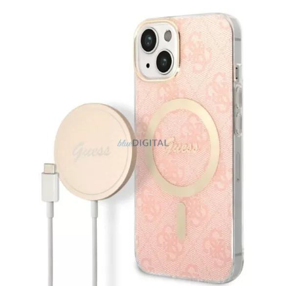 Guess GUBPP14MH4EACSP tok+ töltő iPhone 14 Plus 6.7" rózsaszín keménytok 4G Print MagSafe