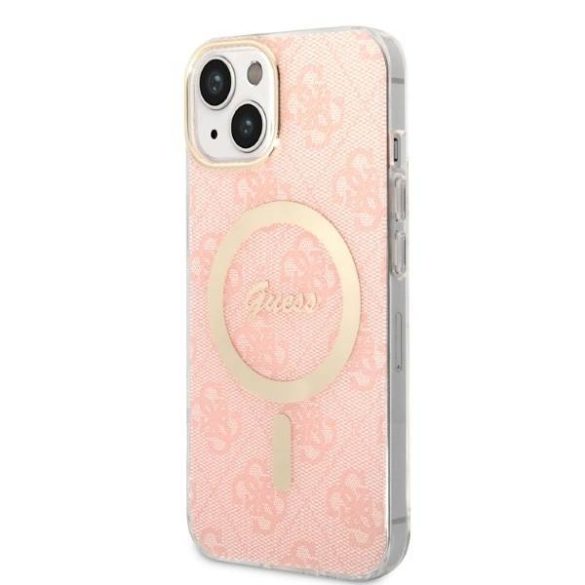 Guess GUBPP14MH4EACSP tok+ töltő iPhone 14 Plus / 15 Plus 6.7" rózsaszín keménytok 4G Print MagSafe