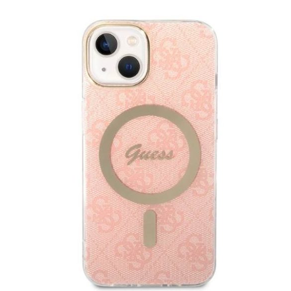 Guess GUBPP14MH4EACSP tok+ töltő iPhone 14 Plus / 15 Plus 6.7" rózsaszín keménytok 4G Print MagSafe