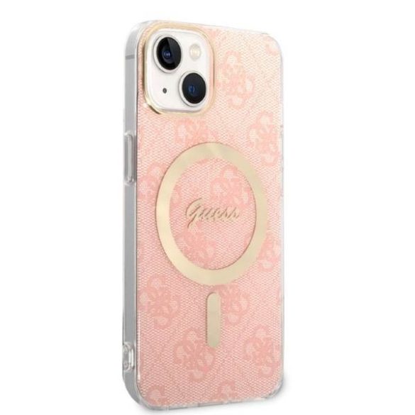 Guess GUBPP14MH4EACSP tok+ töltő iPhone 14 Plus / 15 Plus 6.7" rózsaszín keménytok 4G Print MagSafe