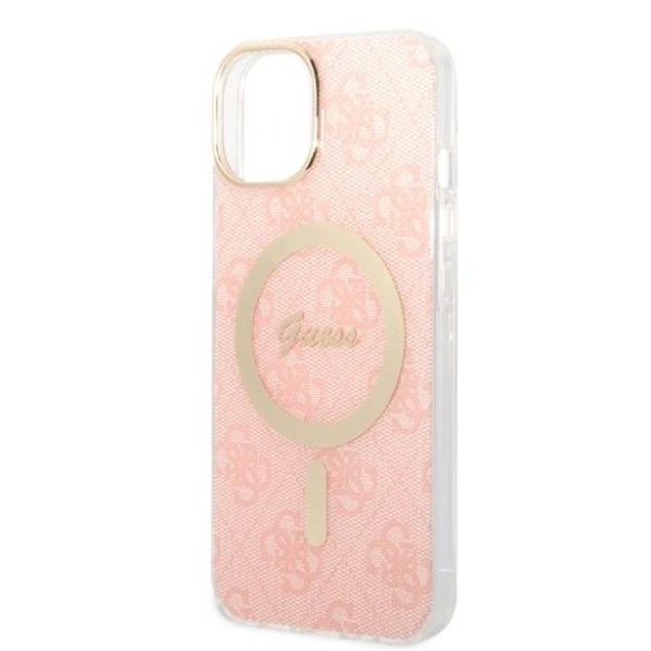 Guess GUBPP14MH4EACSP tok+ töltő iPhone 14 Plus / 15 Plus 6.7" rózsaszín keménytok 4G Print MagSafe