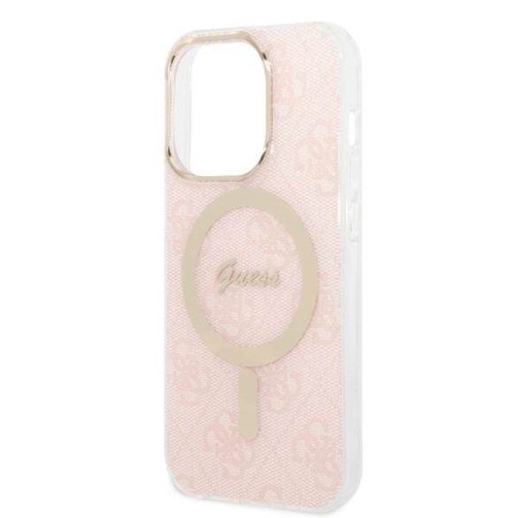 Guess tok+ töltő iPhone 14 Pro 6,1" rózsaszín 4G Print MagSafe keménytok