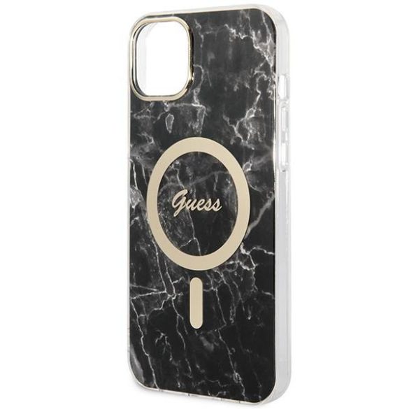 Guess GUBPP14SHMEACSK tok+ töltő iPhone 14 / 15 / 13 6,1" fekete keménytok Marble MagSafe