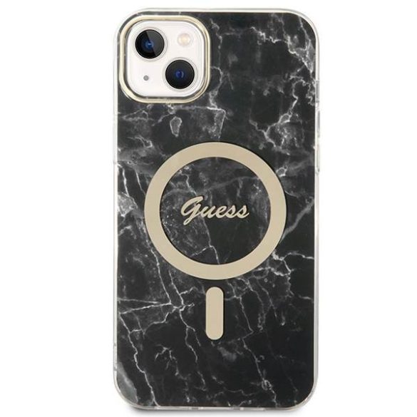 Guess GUBPP14MHMEACSK tok+ töltő iPhone 14 Plus / 15 Plus 6.7" fekete keménytok Marble MagSafe