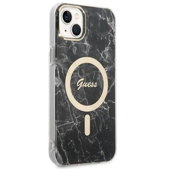 Guess GUBPP14MHMEACSK tok+ töltő iPhone 14 Plus / 15 Plus 6.7" fekete keménytok Marble MagSafe