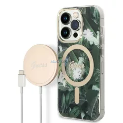   Guess tok+ töltő iPhone 14 Pro Max 6,7" zöld Dzsungel MagSafe keménytok