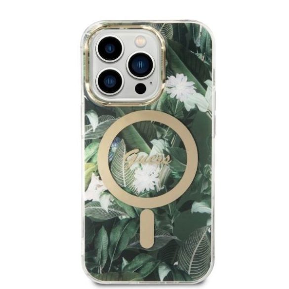 Guess tok+ töltő iPhone 14 Pro Max 6,7" zöld Dzsungel MagSafe keménytok