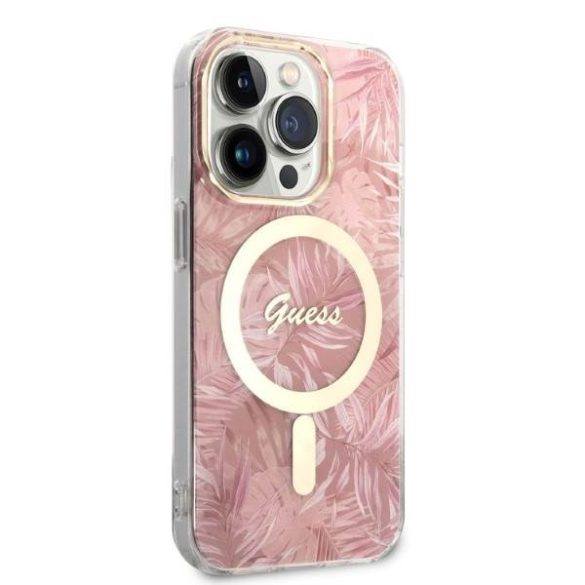 Guess tok+ töltő iPhone 14 Pro 6,1" rózsaszín Dzsungel MagSafe keménytok