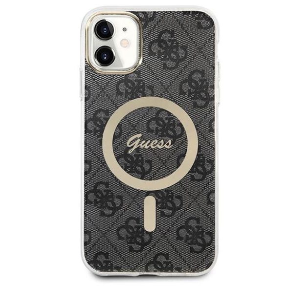 Guess tok+töltő iPhone 11 6,1" fekete 4G Print MagSafe keménytok